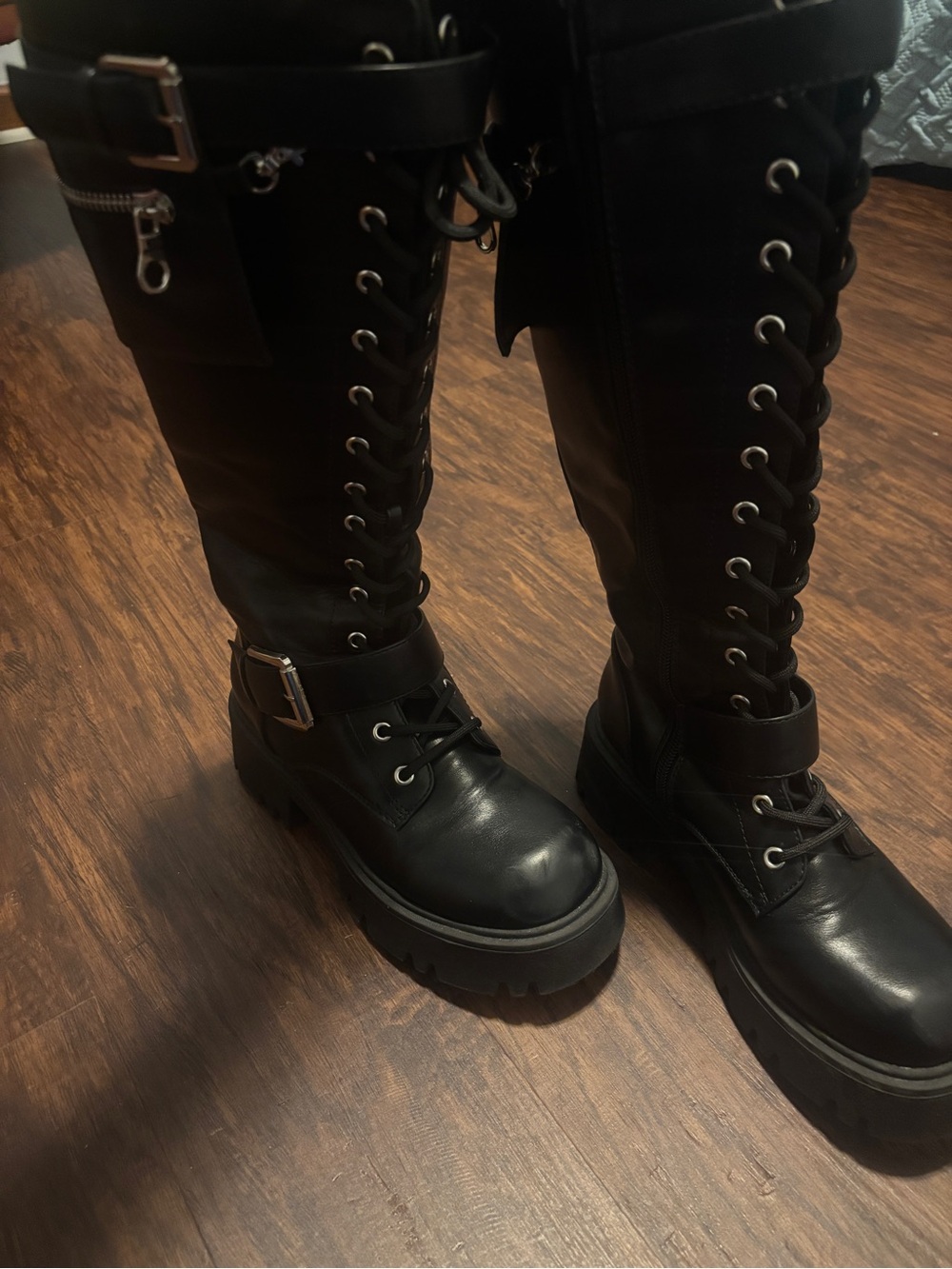 Chunky Combat Moto Boots size 7 EUC Dream Pairs - Picture 9 of 10